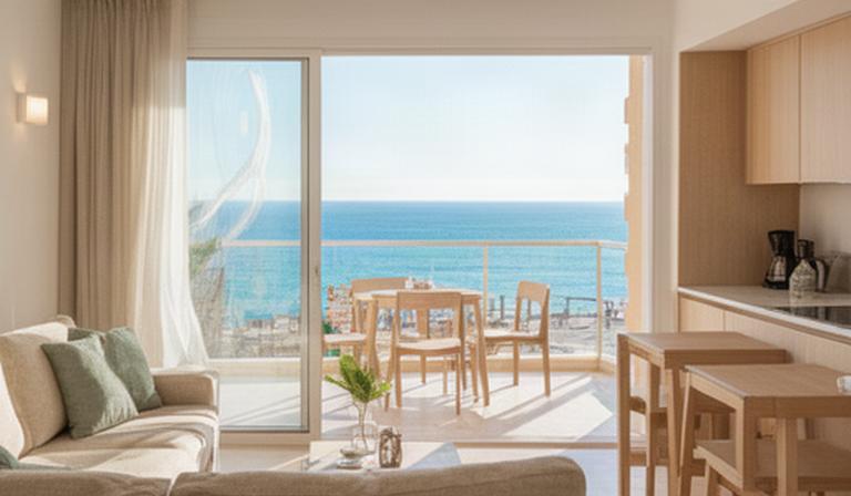 Apartamento de Benidorm en la zona de Poniente con salón abierto y balcón frente al mar