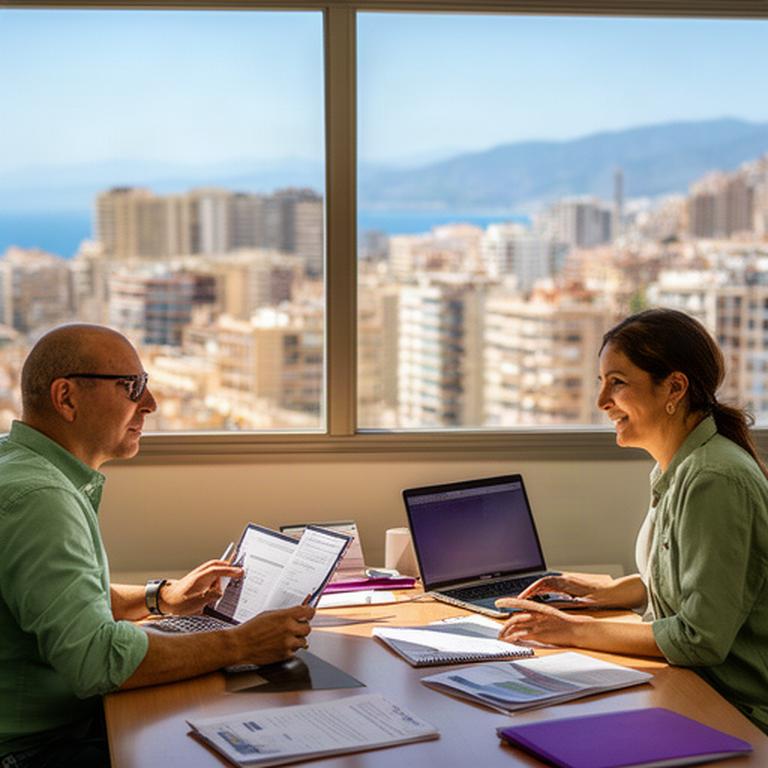 Redacción local de noticias en Benidorm con periodistas revisando información junto a una ventana con vistas a la ciudad