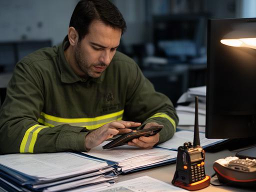 Colaborador Roberto Díaz revisando información sobre emergencias en la Marina Baixa